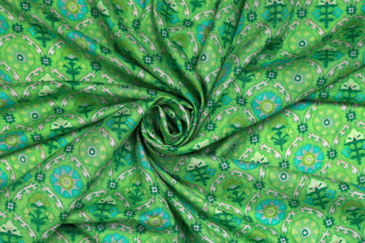 Green Cotton Printed Fabric