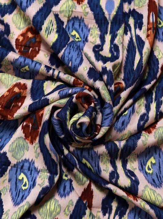 Blue Rayon Printed Fabric