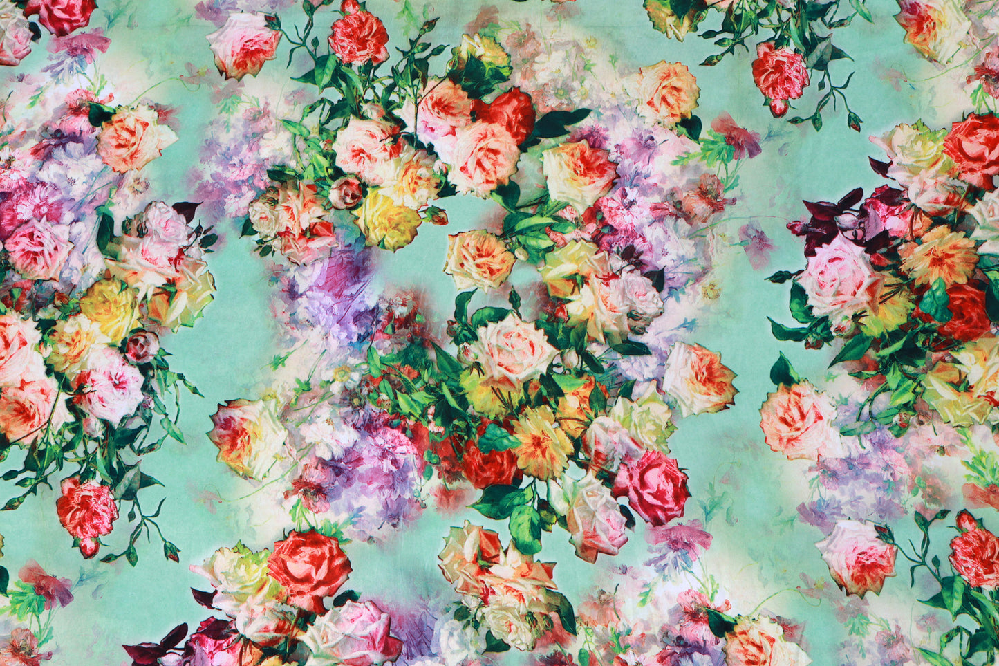 Green Satin Printed Fabric