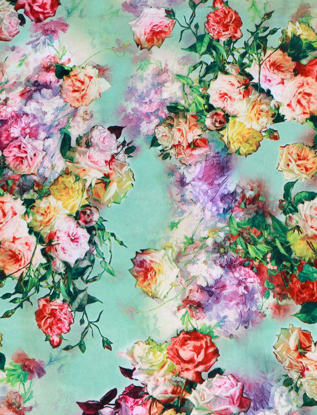 Green Satin Printed Fabric
