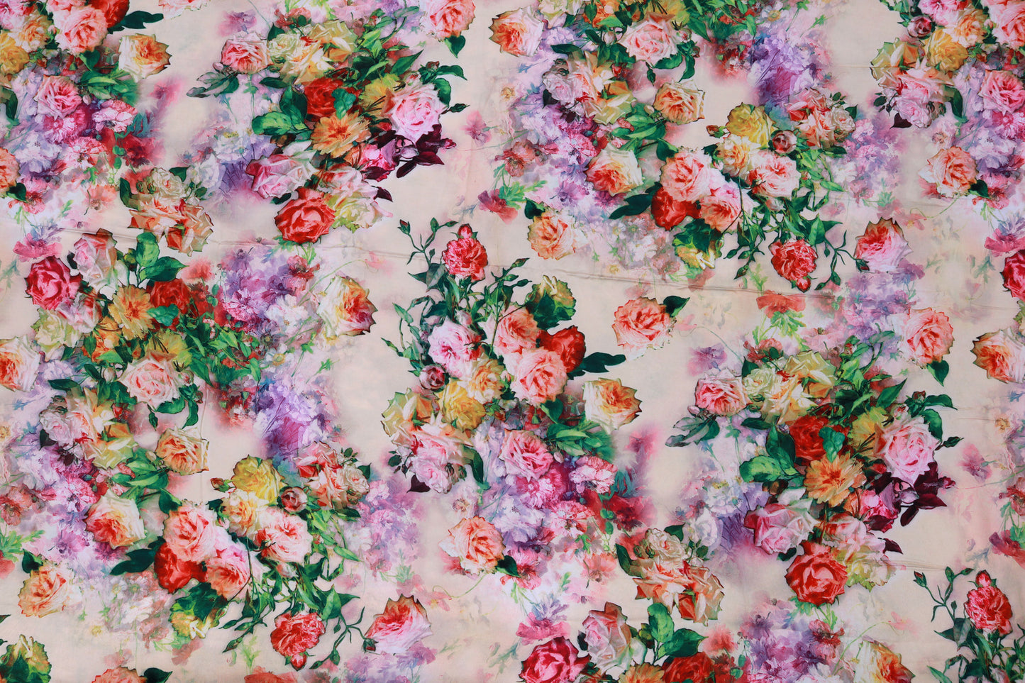 Beige Satin Printed Fabric