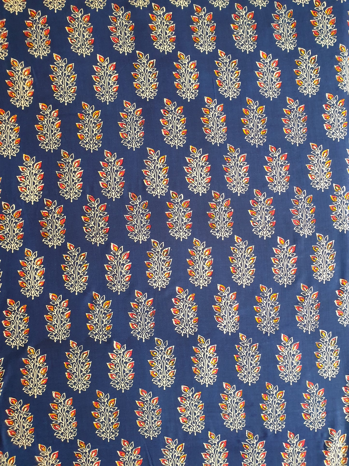 Blue Floral Rayon Printed Fabric