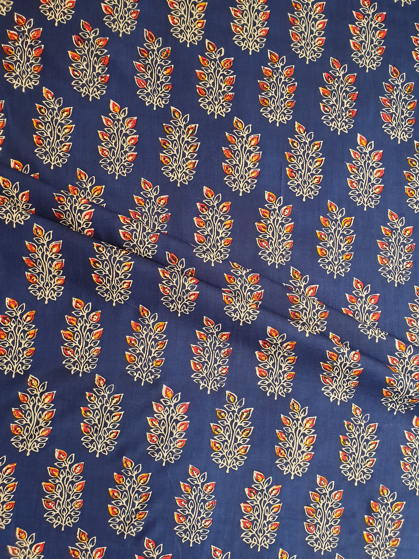 Blue Floral Rayon Printed Fabric