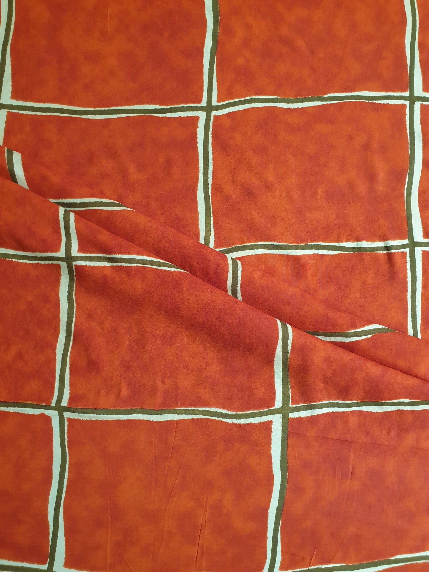 Rust Checks Rayon Printed Fabric