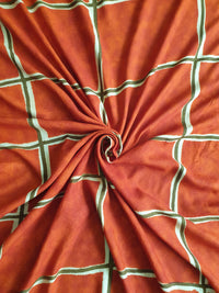 Rust Checks Rayon Printed Fabric