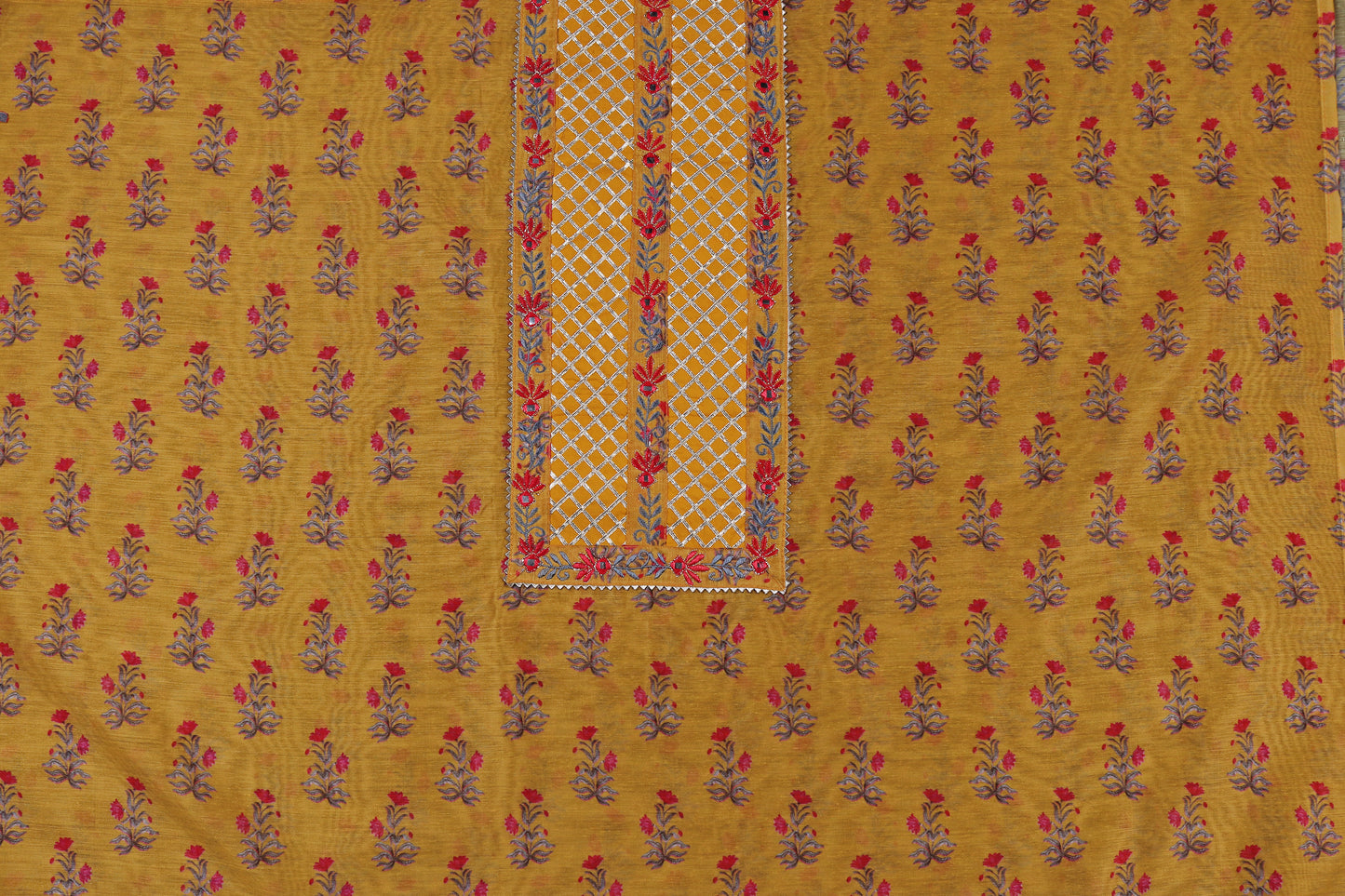 Mustard Embroidered Suit Set