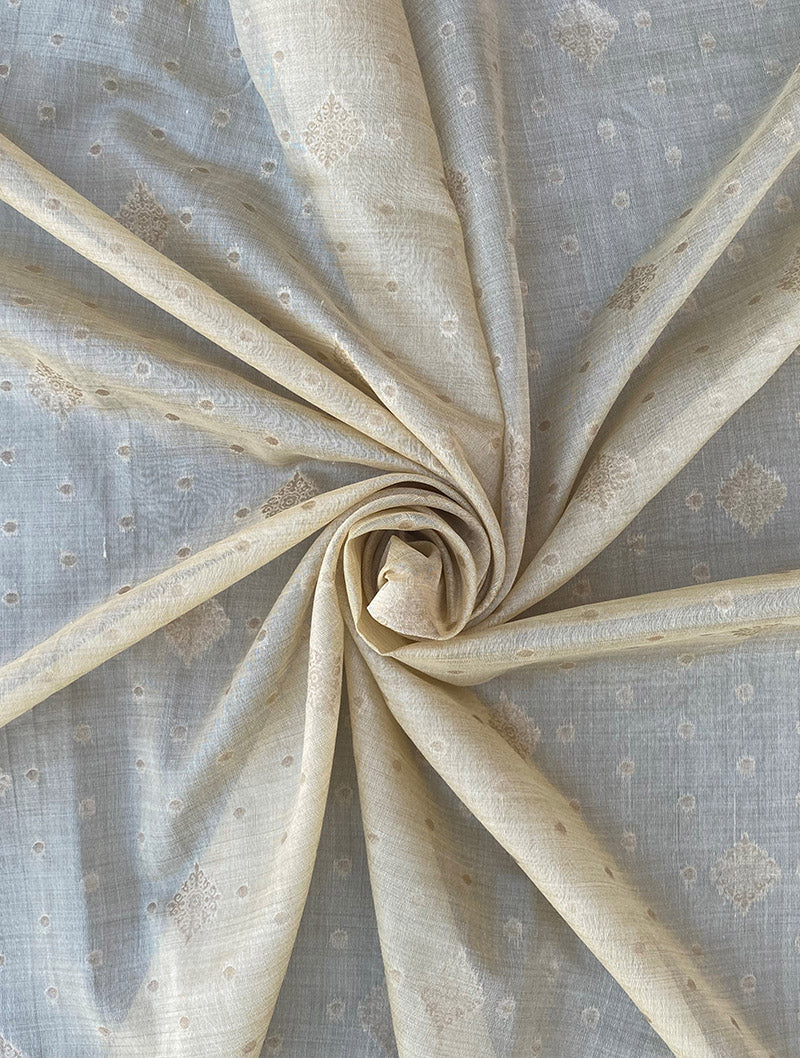 Beige Weaved Maheshwari Fabric