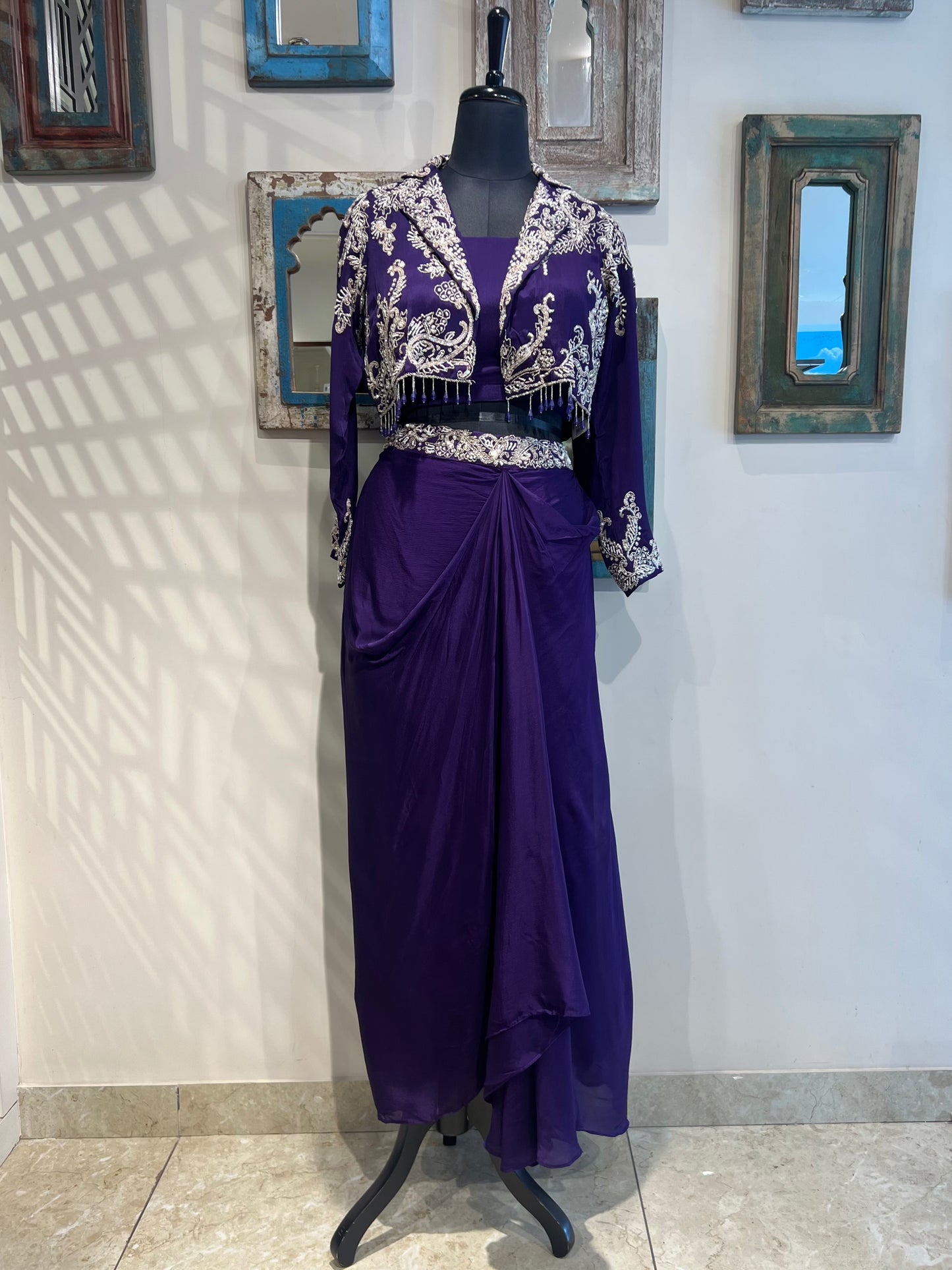 Purple Jacket Indo Western