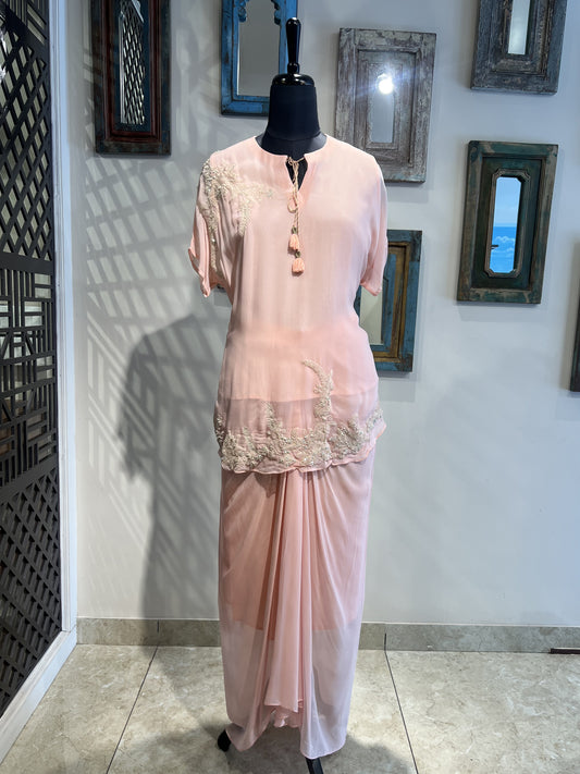 Peach Dori Work Indo Western