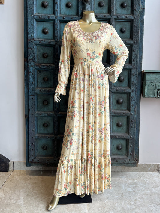 Lemon Printed Gown