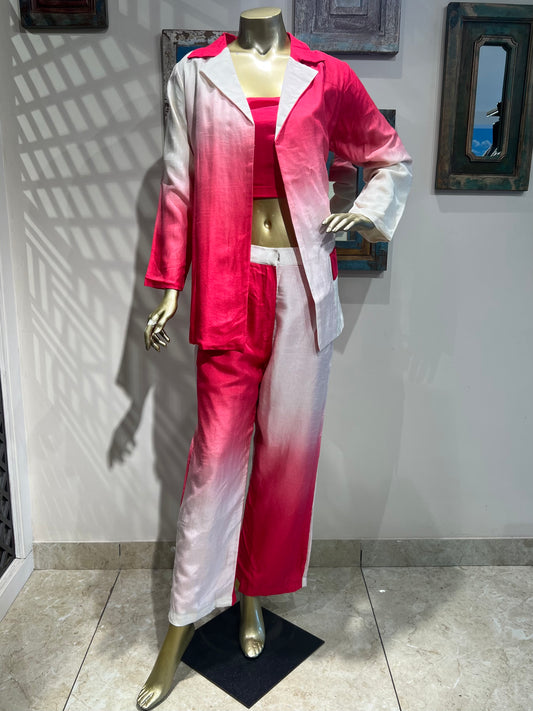 Red Ombre Dyed Pant Suit