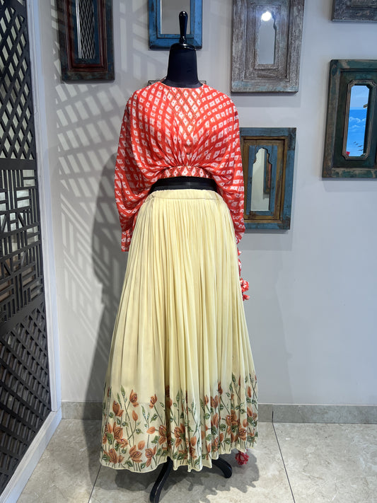 Hand Painted Skirt Blouse Set