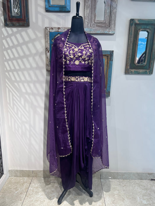 Purple Zardozi Work Indo Western