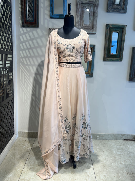 Peach Hand Work Lehanga