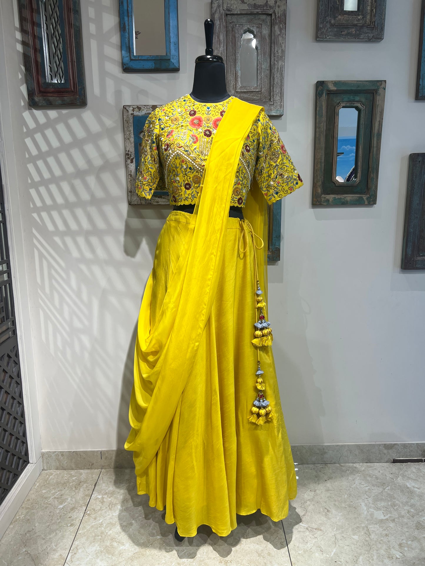 Yellow Drape Lehanga