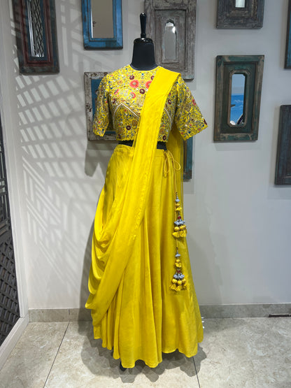 Yellow Drape Lehanga
