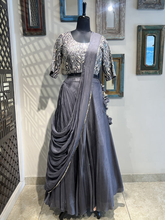 Grey Drape Lehanga