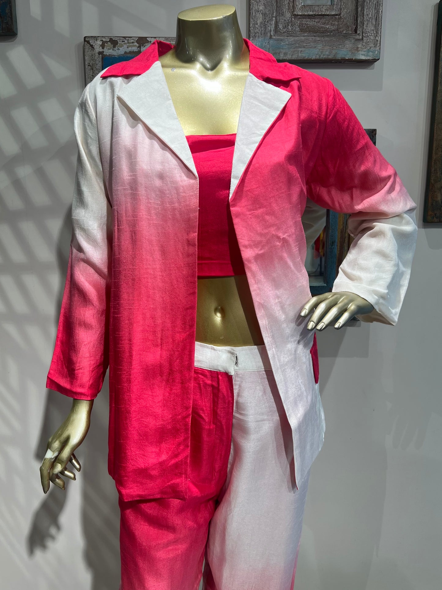 Red Ombre Dyed Pant Suit