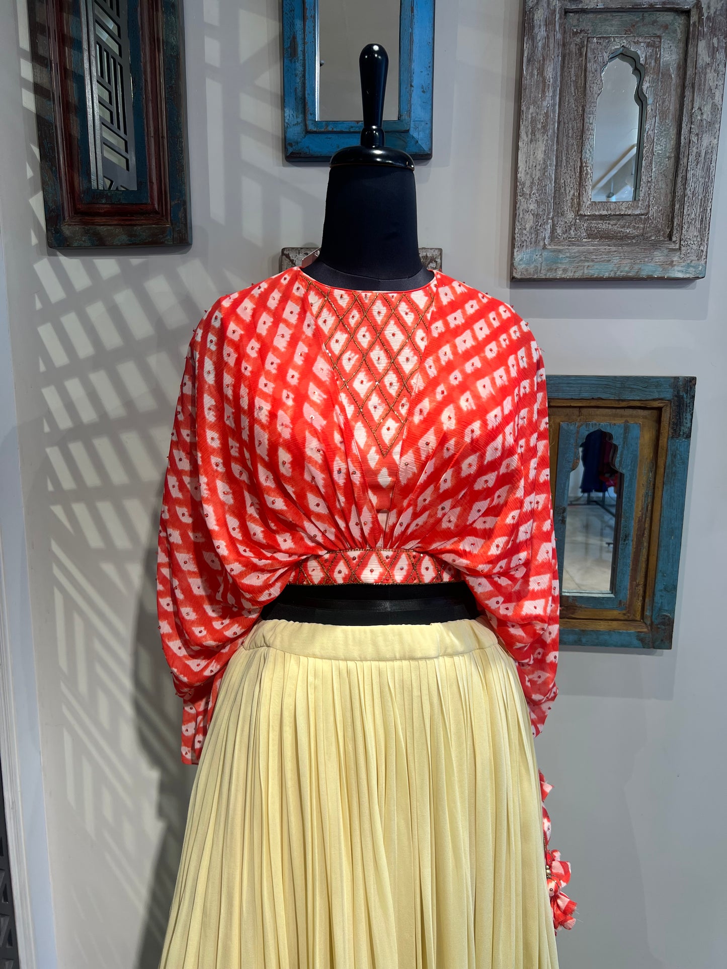 Hand Painted Skirt Blouse Set
