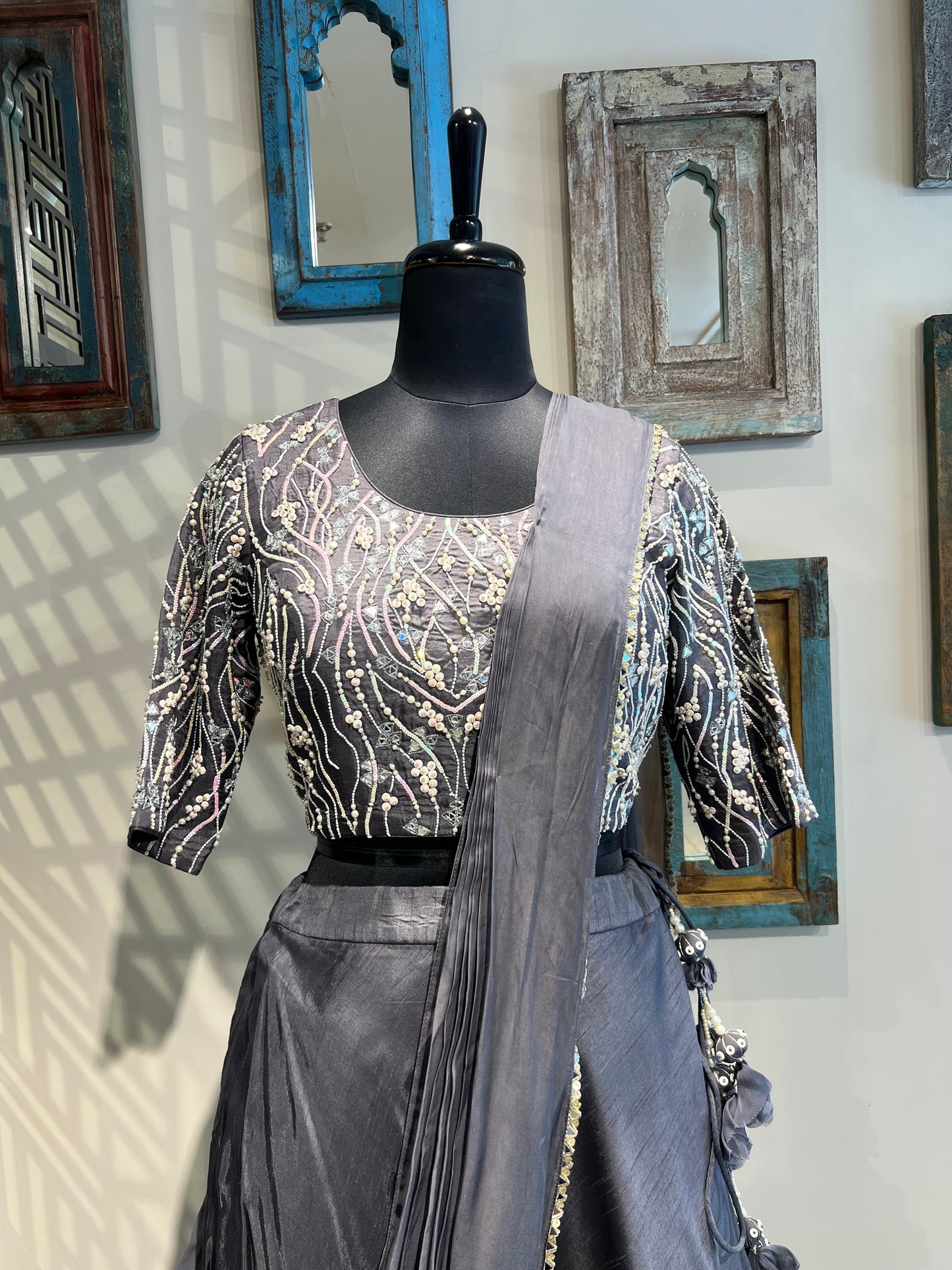 Grey Drape Lehanga