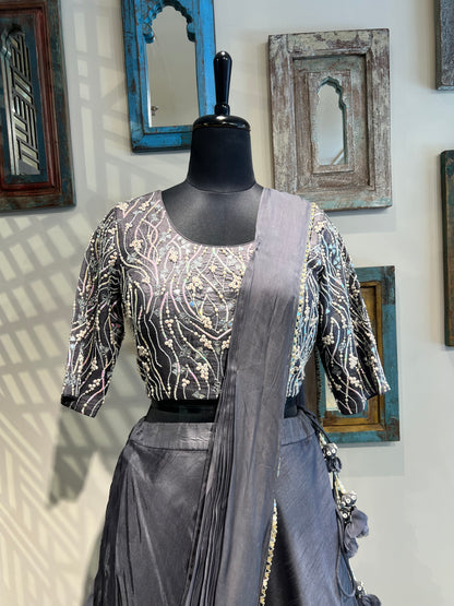 Grey Drape Lehanga