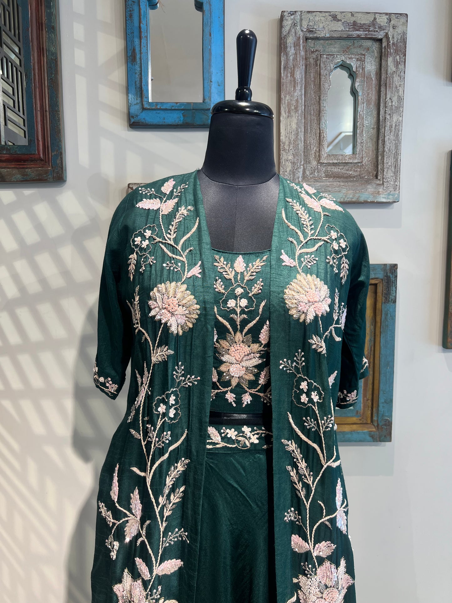 Bottle Green Lehanga with Jacket