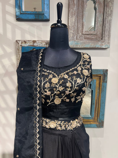 Black Zardozi Work Indo Western