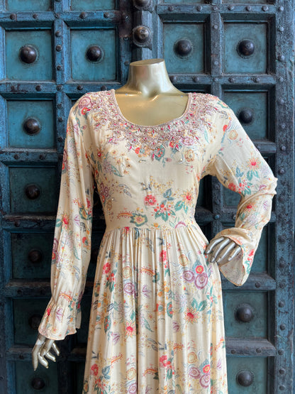 Lemon Printed Gown