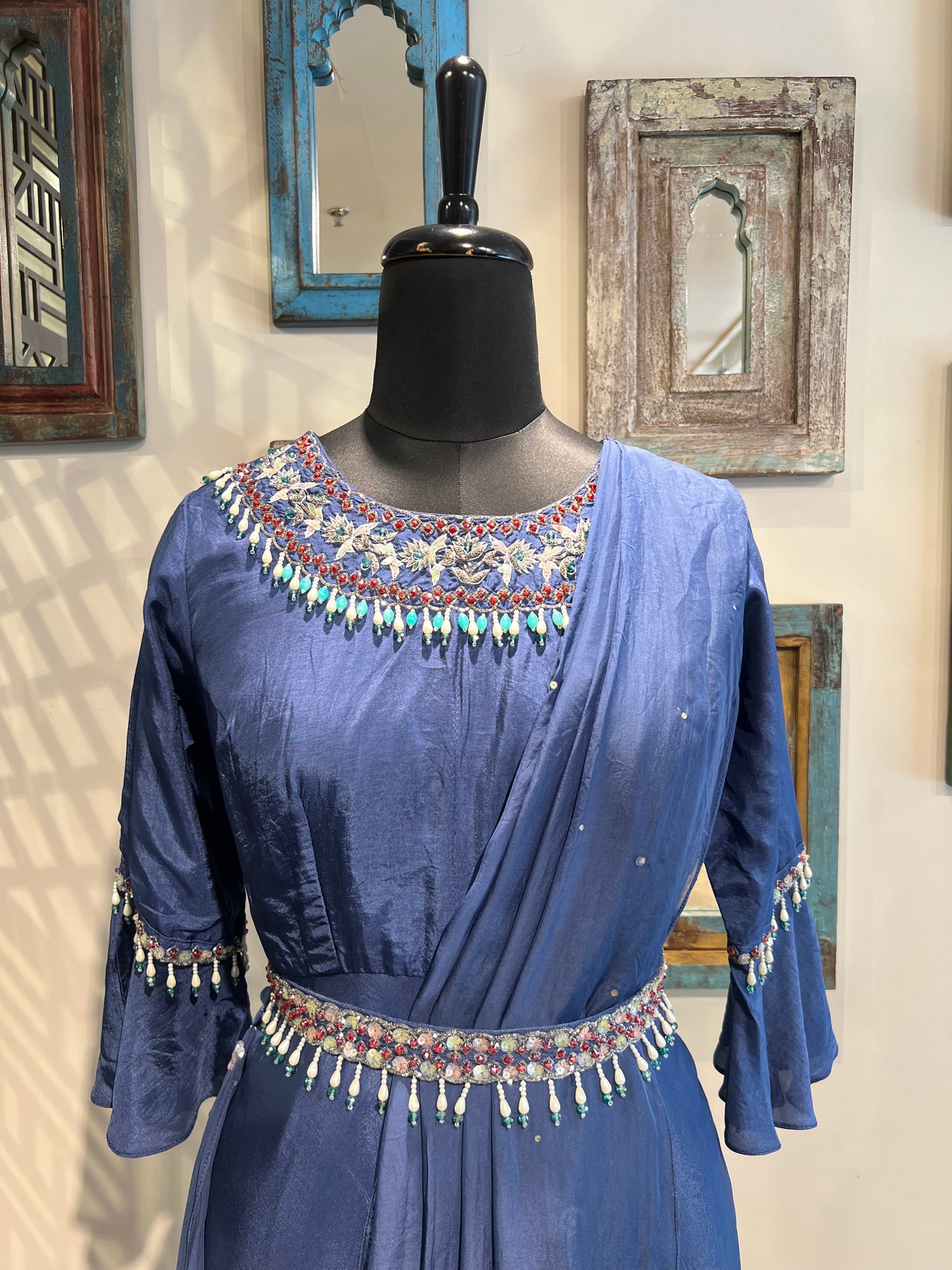 Ink Blue Drape Gown