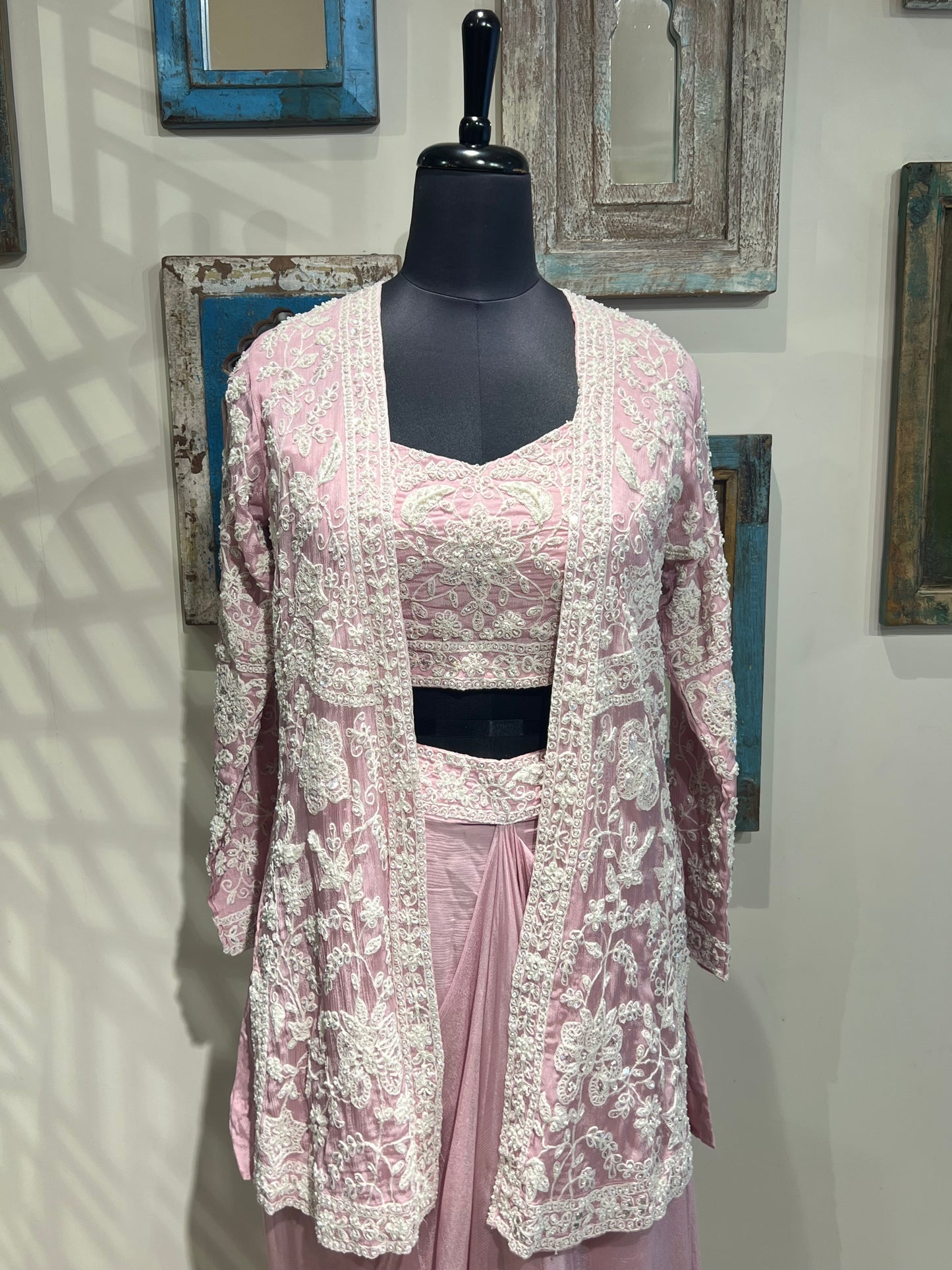 Baby Pink Embroidered Indo Western