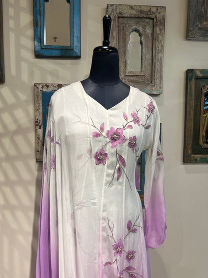 Ombre Dyed with Hand Painted Gown