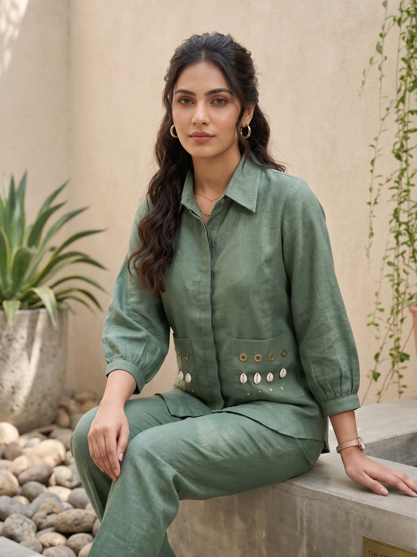 Green Linen Co-ord Set