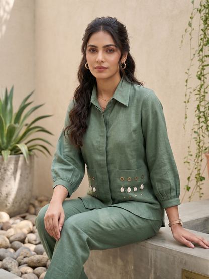 Green Linen Co-ord Set