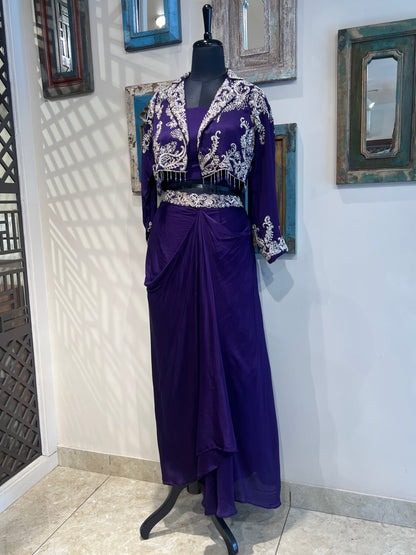 Purple Jacket Indo Western