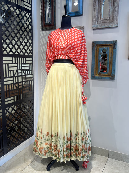 Hand Painted Skirt Blouse Set