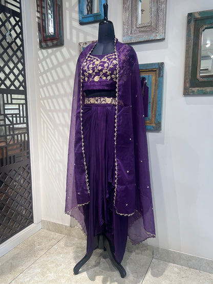 Purple Zardozi Work Indo Western