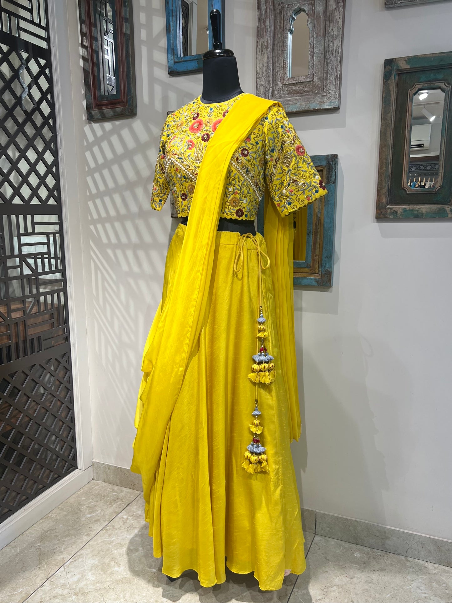 Yellow Drape Lehanga