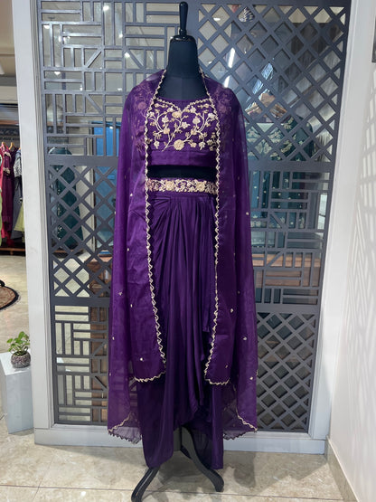 Purple Zardozi Work Indo Western
