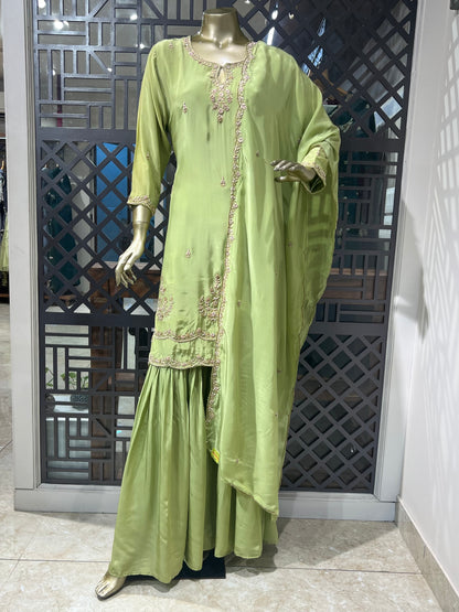 Parrot Green Sharara Suit