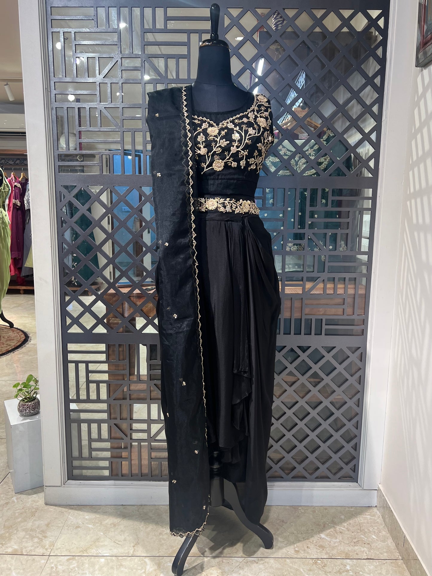 Black Zardozi Work Indo Western