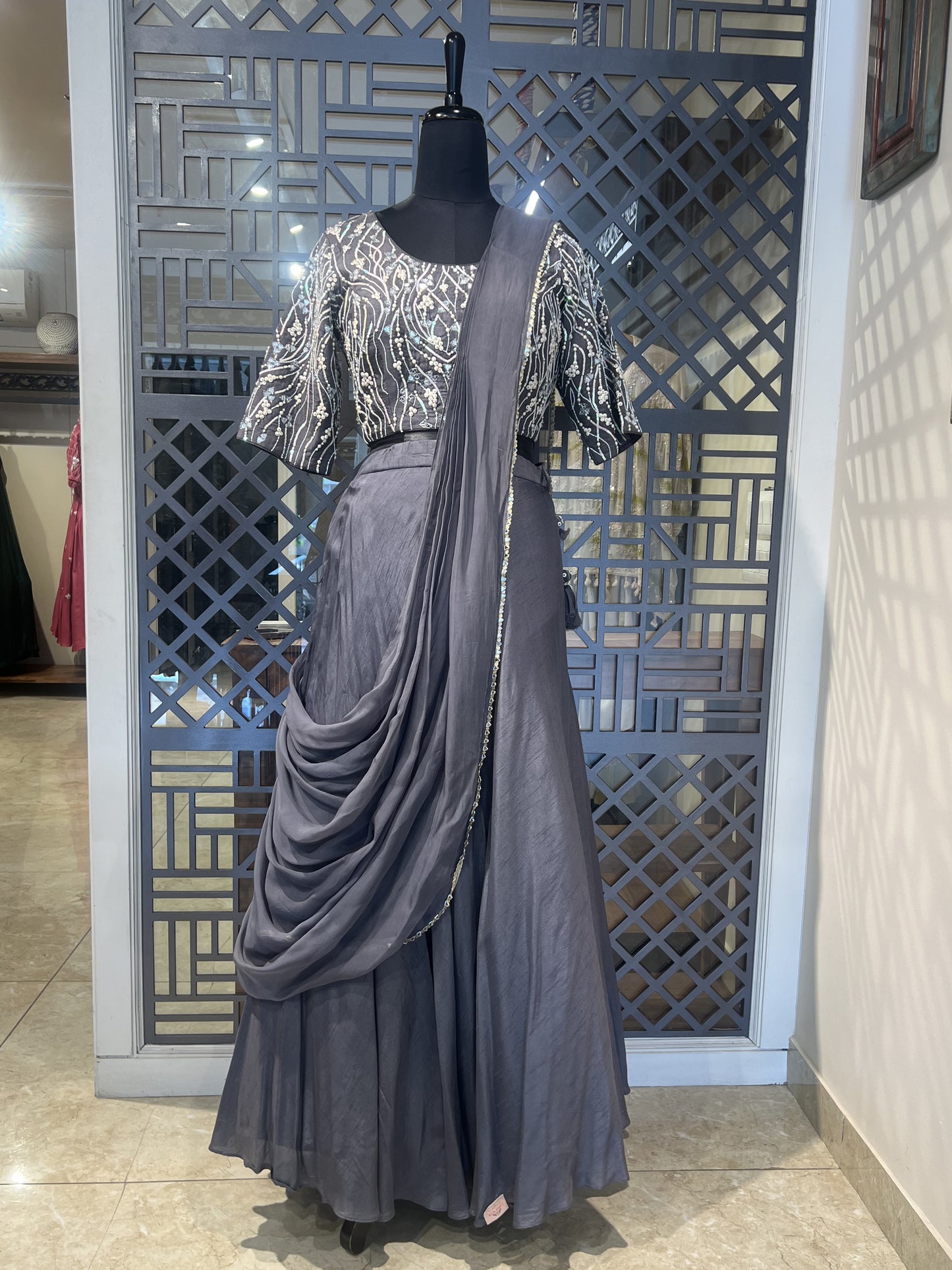 Grey Drape Lehanga
