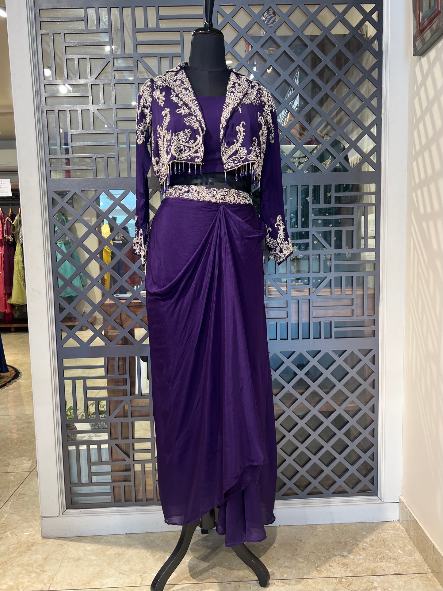 Purple Jacket Indo Western