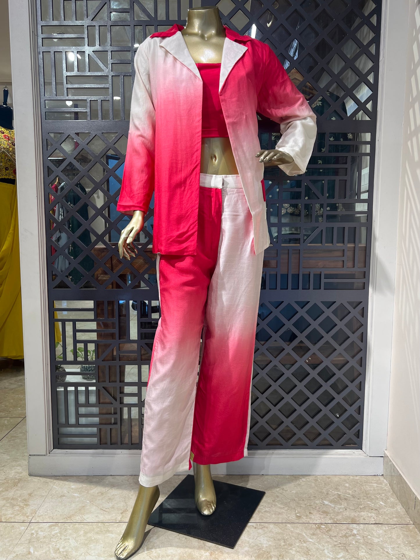 Red Ombre Dyed Pant Suit