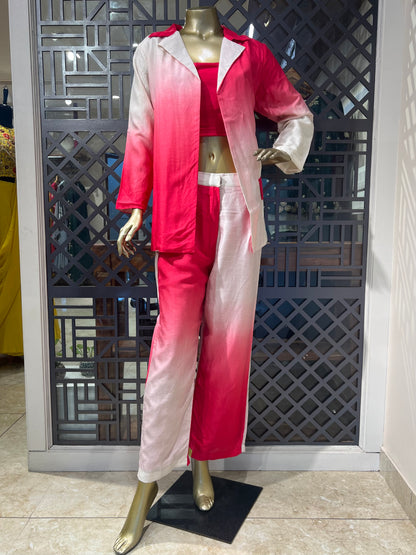 Red Ombre Dyed Pant Suit