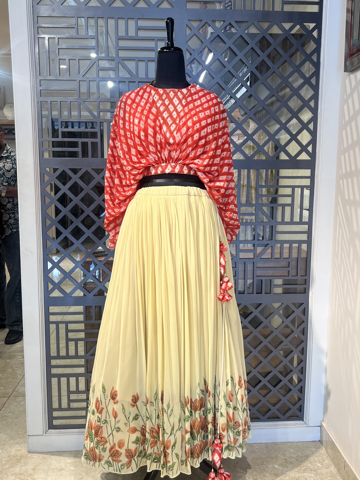 Hand Painted Skirt Blouse Set