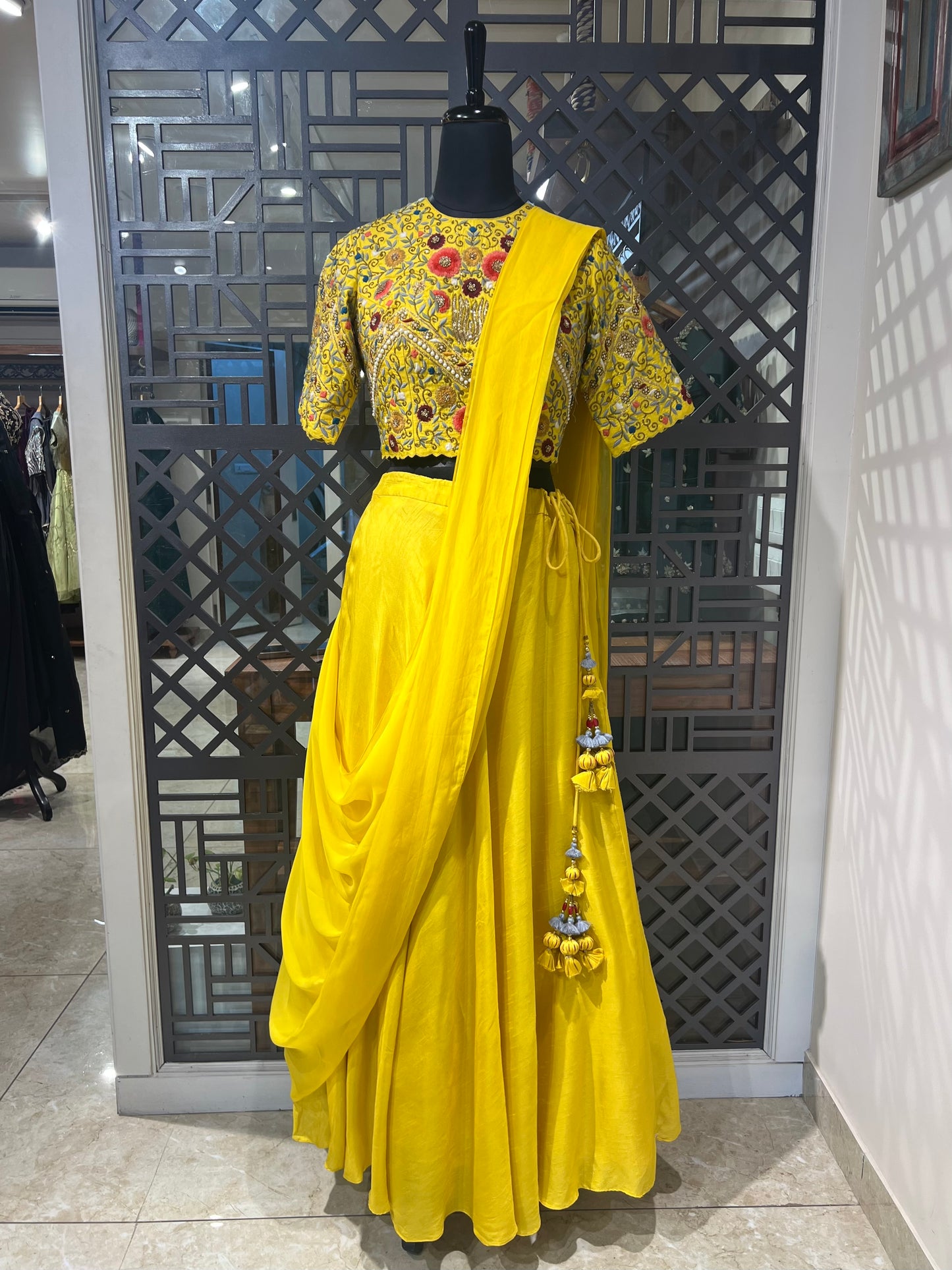 Yellow Drape Lehanga