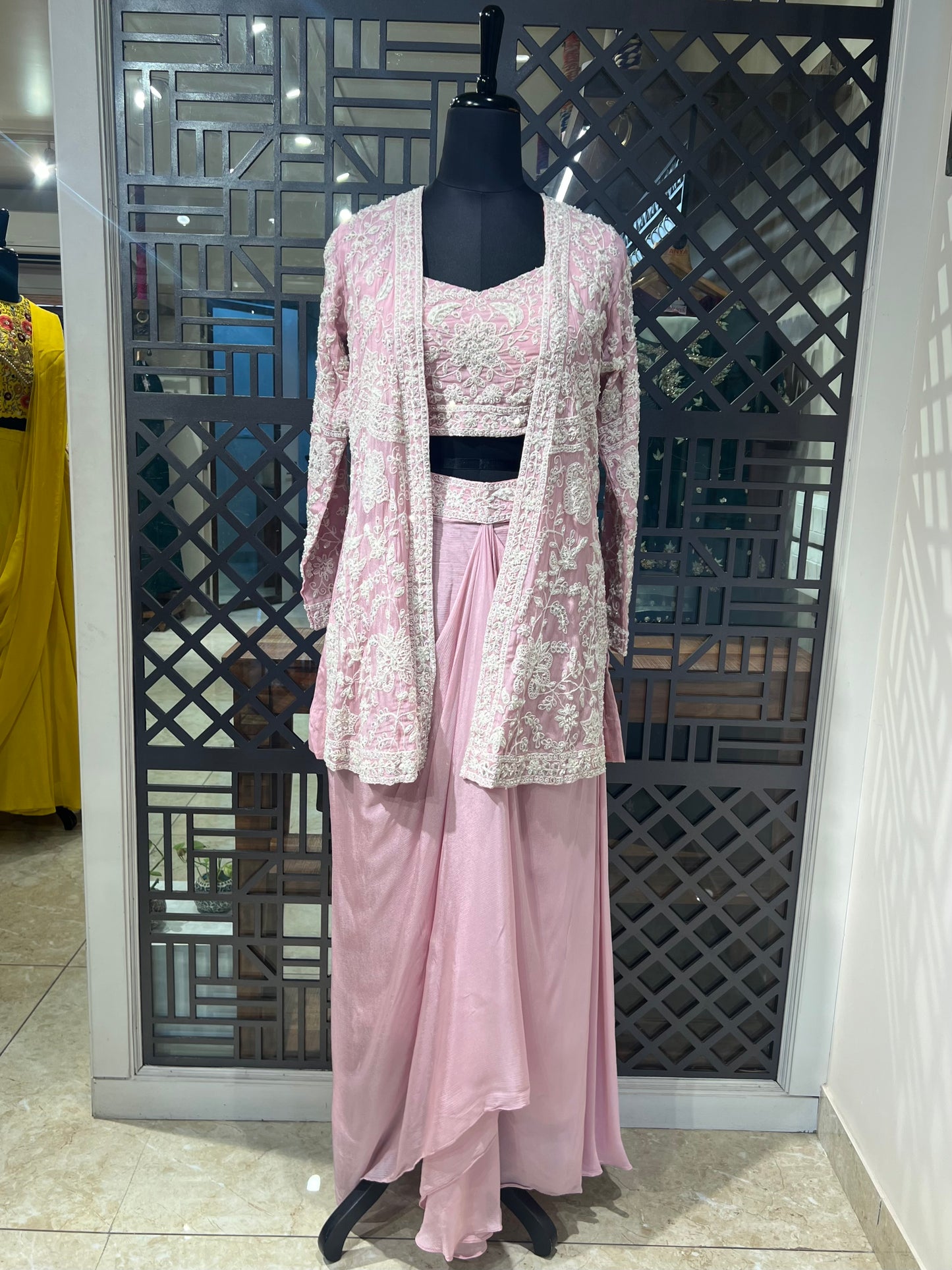 Baby Pink Embroidered Indo Western