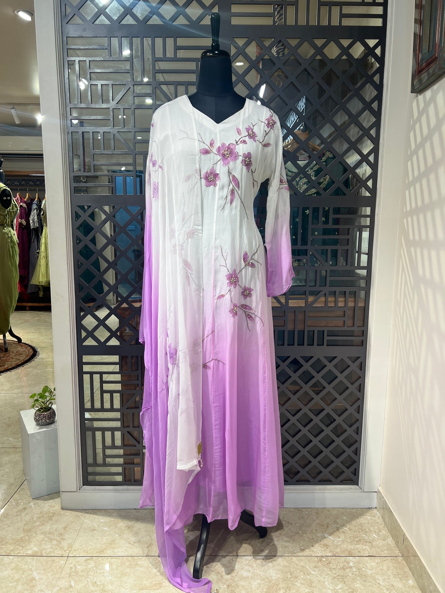 Ombre Dyed with Hand Painted Gown