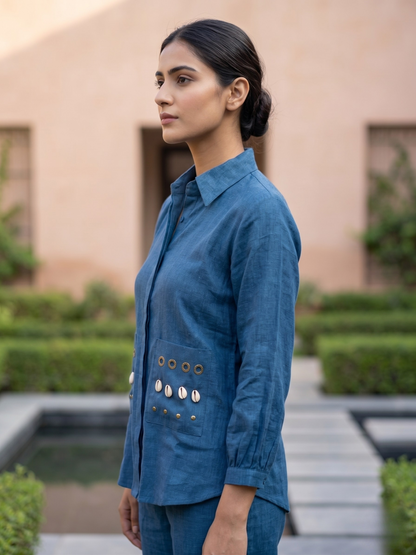 Blue Linen Co-ord Set