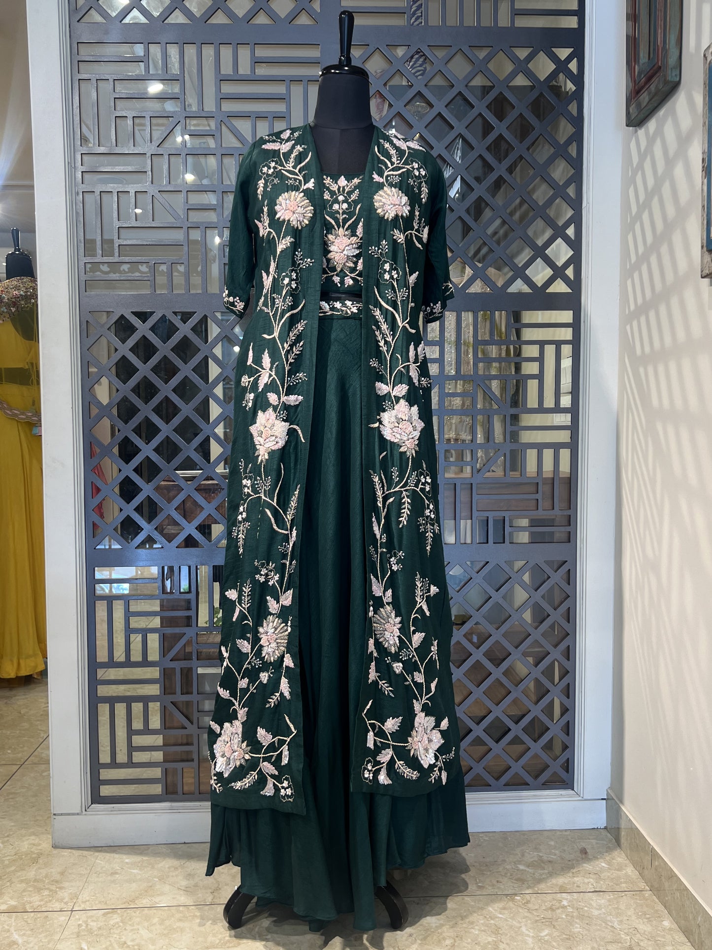 Bottle Green Lehanga with Jacket